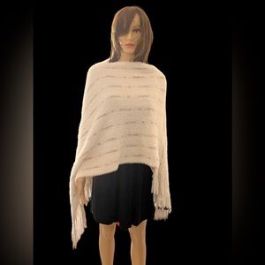New with Tags Woman's Poncho Shawl LIB New York Ivory Multicolor One Size